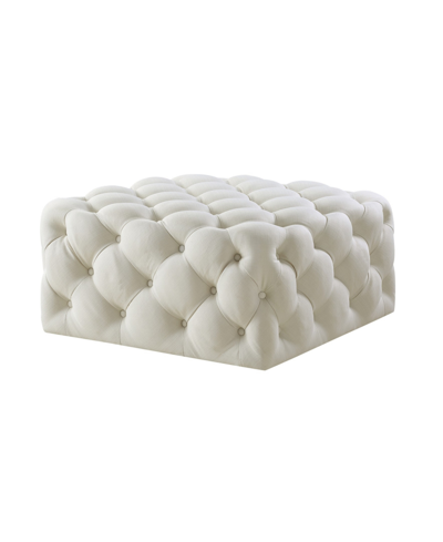 Shop Inspired Home Madeline Upholstered Tufted Allover Square Cocktail Ottoman In Tan/beige