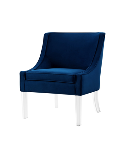 Shop Nicole Miller Aurelie Velvet Accent Chair With Acrylic Legs In Blue