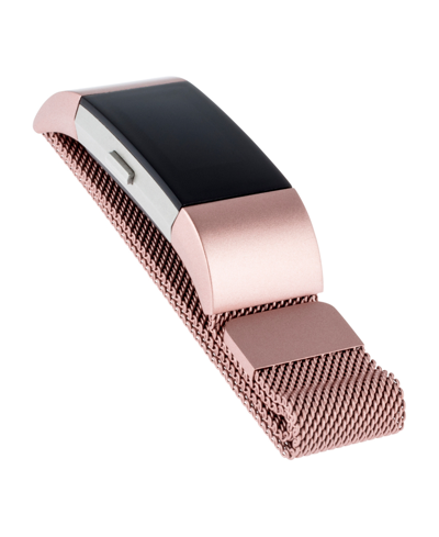 Shop Withit Rose Gold-tone Stainless Steel Mesh Band Compatible With The Fitbit Charge 2 In Pink