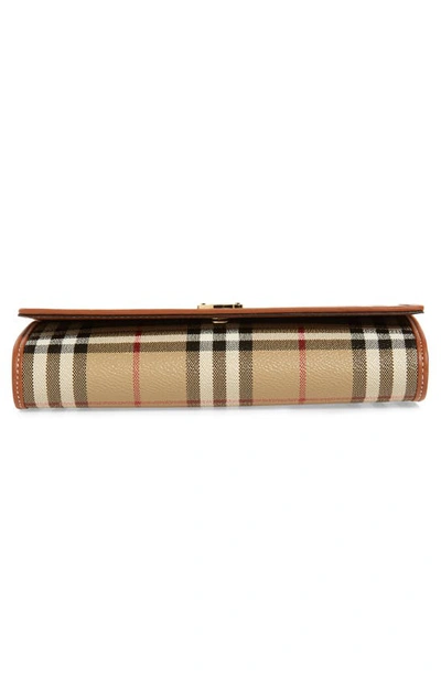 Shop Burberry Hannah Check Coated Canvas Wallet On A Chain In Archive Beige