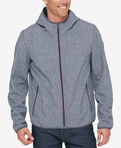 Shop Tommy Hilfiger Men's Hooded Soft Shell Jacket In Gray