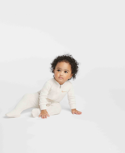 Shop Nike Baby Boys Or Baby Girls Essentials Footed Coverall In Ivory/cream
