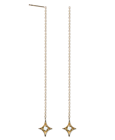 Shop Jac + Jo By Anzie White Topaz (1/4 Ct. T.w.) Threader Earrings In 14k Yellow Gold In Brown