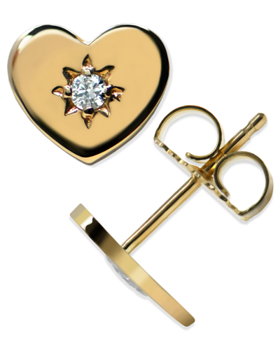 Shop Jac + Jo By Anzie Diamond Accent Heart Stud In 14k Yellow Gold In Brown