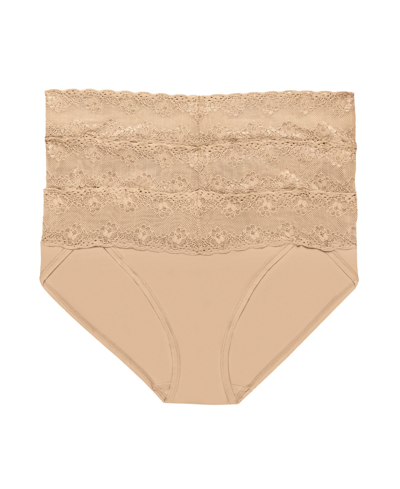Shop Natori Bliss Perfection Lace Waist Bikini, Pack Of 3 756092mp In Ivory/cream