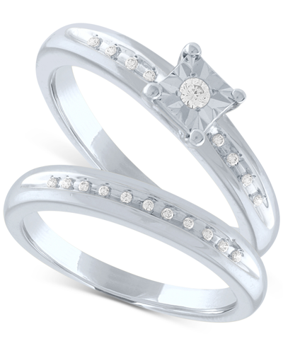 Shop Promised Love Diamond Bridal Set (1/10 Ct. T.w.) In Sterling Silver In White