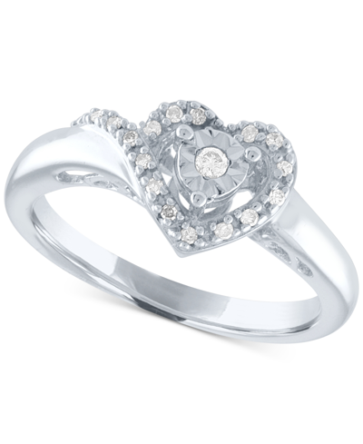 Shop Promised Love Diamond Heart Promise Ring (1/10 Ct. T.w.) In Sterling Silver In White