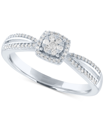 Shop Promised Love Diamond Cluster Promise Ring (1/6 Ct. T.w.) In Sterling Silver In White