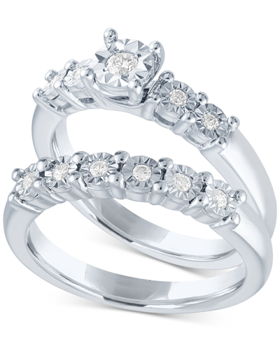 Shop Promised Love Diamond Bridal Set (1/5 Ct. T.w.) In Sterling Silver In White