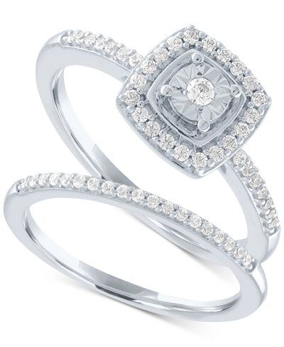 Shop Promised Love Diamond Bridal Set (1/4 Ct. T.w.) In Sterling Silver In White