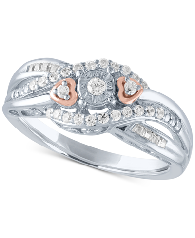 Shop Promised Love Diamond Promise Ring (1/4 Ct. T.w.) In Sterling Silver & 14k Rose Gold-plate In White