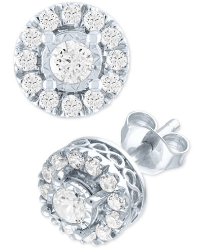 Shop Forever Grown Diamonds Lab Grown Diamond Cluster Stud Earrings (1/2 Ct. T.w.) In Sterling Silver In Gold