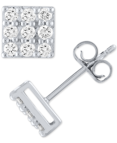 Shop Forever Grown Diamonds Lab Grown Square Diamond Cluster Stud Earrings (1/2 Ct. T.w.) In Sterling Silver In Gold