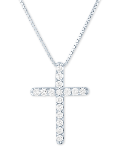 Shop Forever Grown Diamonds Lab-created Diamond Cross 18" Pendant Necklace (1/2 Ct. T.w.) In Sterling Silver, 14k Gold-plated St In White