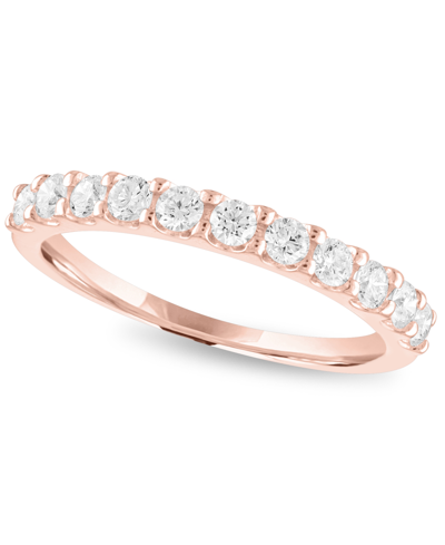 Shop Forever Grown Diamonds Lab-grown Diamond Anniversary Ring (1/2 Ct. T.w.) In Sterling Silver, 14k Gold Over Sterling Silver  In Pink
