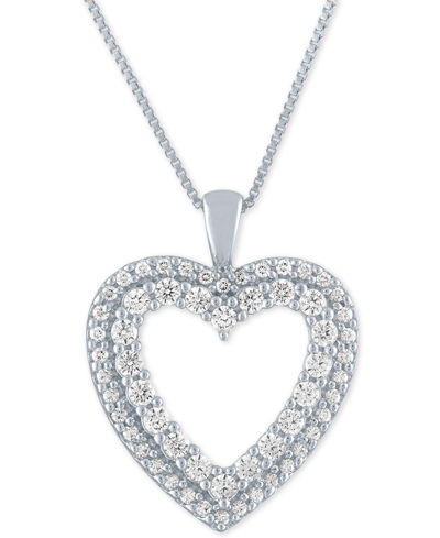 Shop Forever Grown Diamonds Lab-created Diamond Heart Pendant Necklace (3/4 Ct. T.w.) In Sterling Silver, 16" + 2" Extender