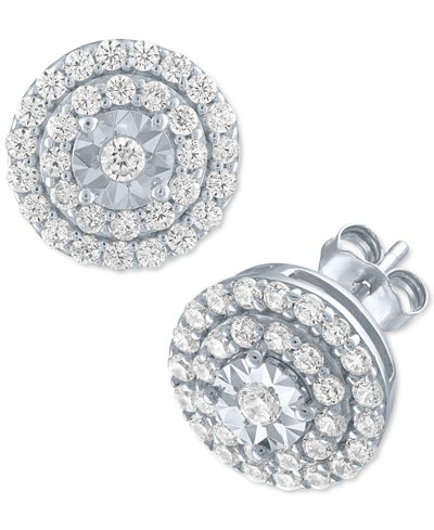 Shop Forever Grown Diamonds Lab-created Diamond Cluster Stud Earrings (3/4 Ct. T.w.) In Sterling Silver