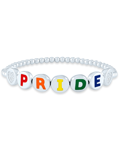 Shop Macy's Diamond Accent Pride Beaded Bracelet In Sterling Silver