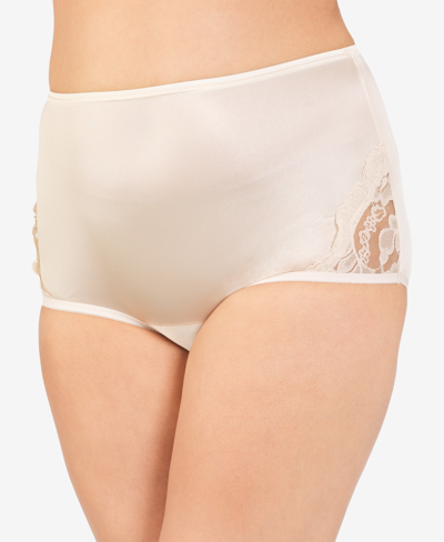 Shop Vanity Fair Perfectly Yours Lace Nouveau Nylon Brief Underwear 13001, Extended Sizes Available In Tan/beige