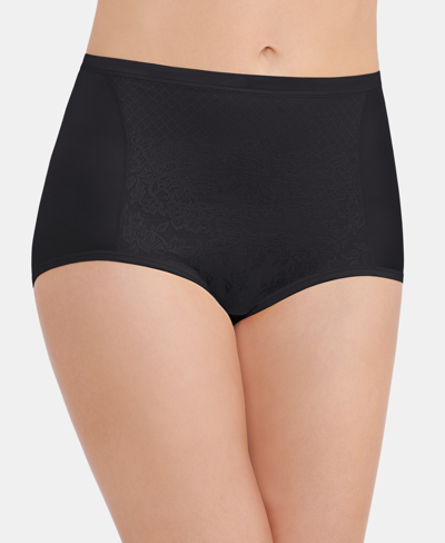 Shop Vanity Fair Women's Smoothing Comfort With Lace Brief Underwear In Black