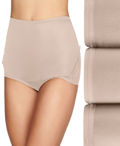 Shop Vanity Fair Women's 3-pk. Lace Nouveau Brief Underwear 13011 In Tan/beige