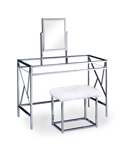 Shop Furniture Of America Ian 3-piece Vanity Set In Silver