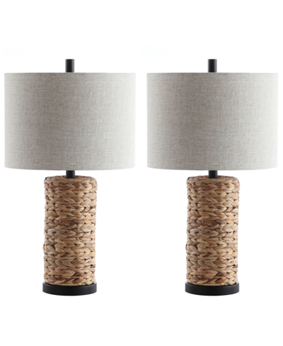 Shop Jonathan Y Elicia 25" Sea Grass Led Table Lamp - Set Of 2 In Tan/beige