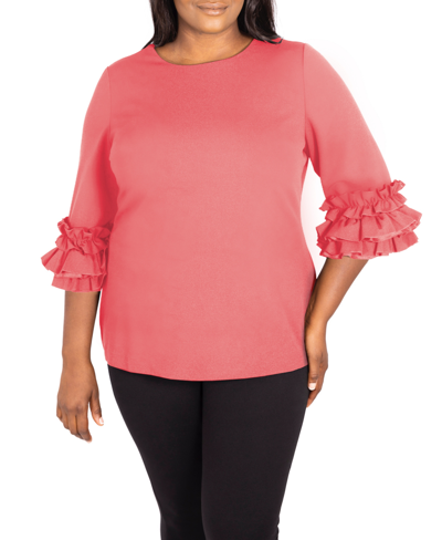 Shop Maree Pour Toi Plus Size Ruffle Sleeve Top In Pink