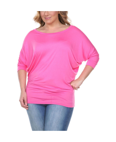 Shop White Mark Plus Size Bat Sleeve Tunic Top In Pink