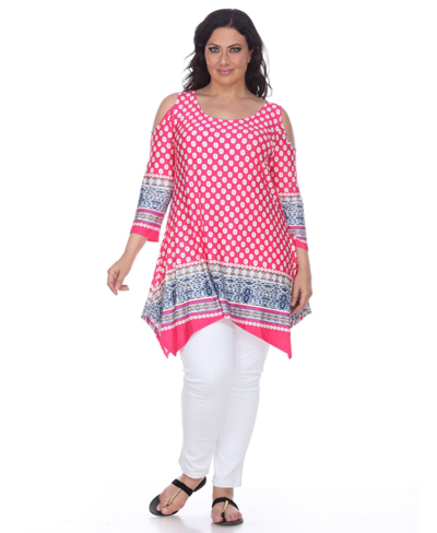 Shop White Mark Plus Size Antonia Cut-out Shoulder Tunic In Pink
