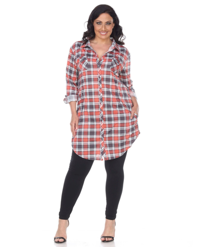 Shop White Mark Plus Piper Stretchy Plaid Tunic In Silver