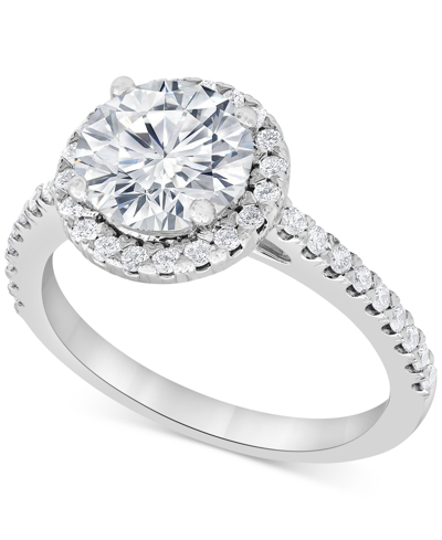 Shop Badgley Mischka Certified Lab Grown Diamond Halo Engagement Ring (2-1/2 Ct. T.w.) In 14k White Gold