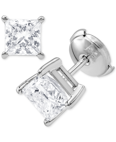 Shop Badgley Mischka Certified Lab Grown Diamond Princess Stud Earrings (3 Ct. T.w.) In 14k White Gold