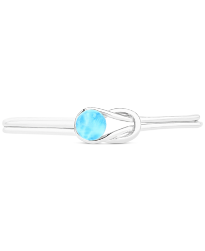 Shop Macy's Larimar Knot Cuff Bangle Bracelet (2 Ct. T.w.) In Sterling Silver In Blue