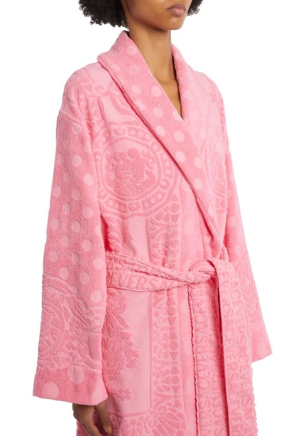Shop Versace On Repeat Terry Robe In 1po20 Flamingo