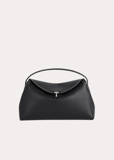 Shop Totême T-lock Top Handle Black Grain