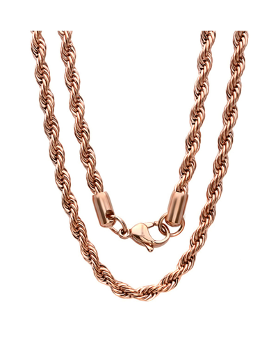 Shop Steeltime Men's 18k Rose Gold Plated Stainless Steel Rope Chain 24" Necklace