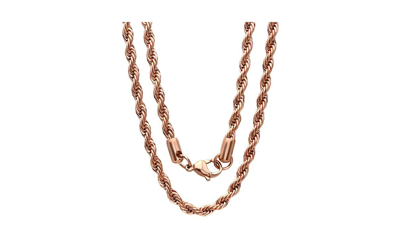 Shop Steeltime Men's 18k Rose Gold Plated Stainless Steel Rope Chain 30" Necklace