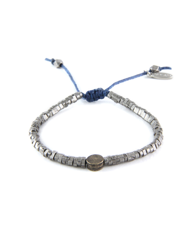 Shop Mr Ettika Mixed Metal Adjustable Bracelet With Cord In Silver