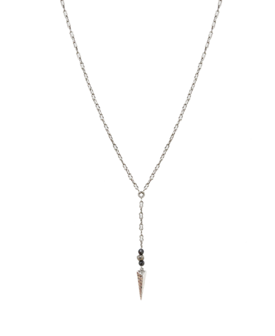 Shop Mr Ettika Ox Chain Lariat Necklace With Hematite Beads And Spike Charm In Silver