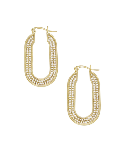 Shop Ettika Crystal Spotlight Hoop Earrings In Gold