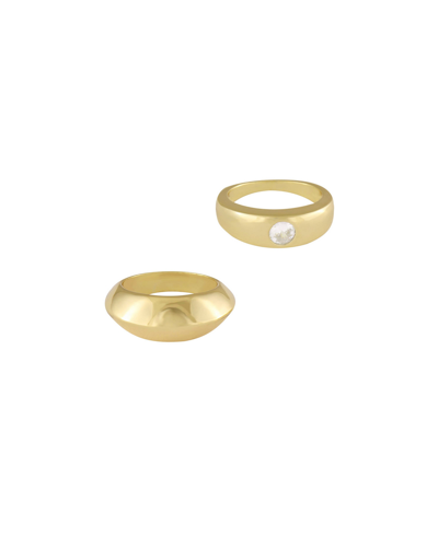 Shop Ettika Women's 18k Gold Plated Statement Band Ring Set In Yellow