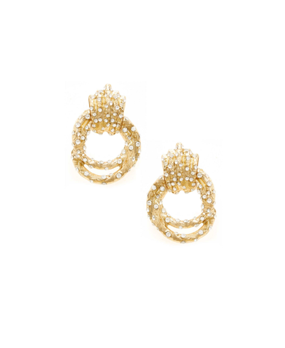 Shop Ettika Crystal Studded Knot Earrings In Gold