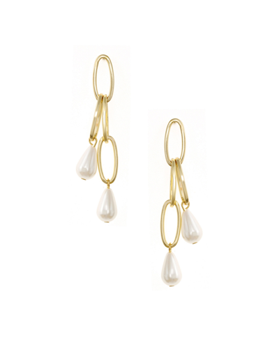 Shop Ettika Oval Link Pearl Dangle Earrings In Gold