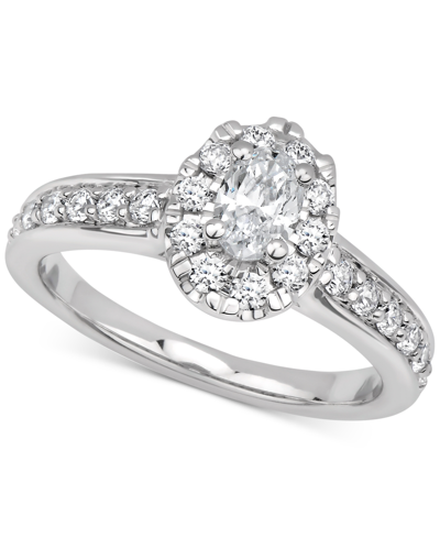 Shop Gia Certified Diamonds Gia Certified Diamond Oval Halo Engagement Ring (1 Ct. T.w.) In 14k White Gold