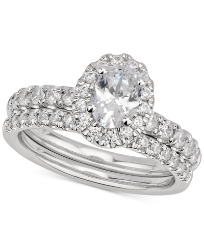 Shop Gia Certified Diamonds Gia Certified Oval Diamond Bridal Set (1-1/2 Ct. T.w.) In 14k White Gold