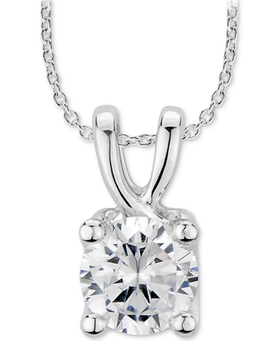 Shop Gia Certified Diamonds Gia Certified Diamond Solitaire 18" Pendant Necklace (1 Ct. T.w.) In 14k White Gold