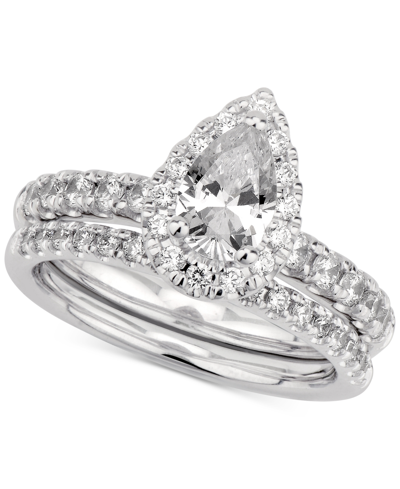 Shop Gia Certified Diamonds Gia Certified Diamond Pear Bridal Set (1-1/2 Ct. T.w.) In 14k White Gold
