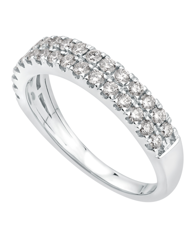 Shop Macy's Certified Diamond Multi-row Band (3/4 Ct. T.w.) In 14k White Gold