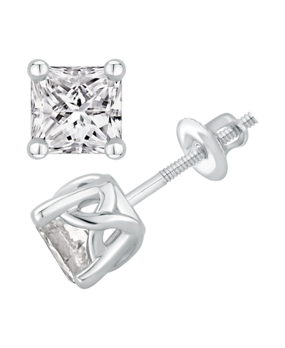 Shop Gia Certified Diamonds Gia Certified Diamond Princess Stud Earrings (1 1/2 Ct. T.w.) In 14k White Gold